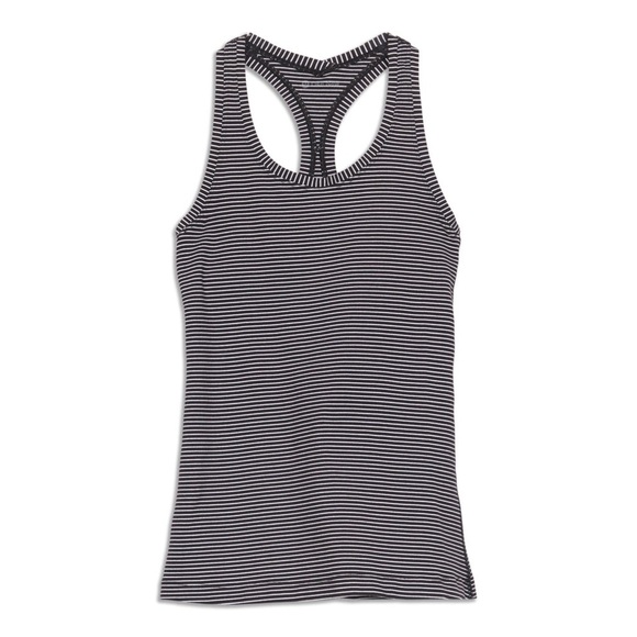 Lululemon Cool Racerback Tank Top, Black and White Striped, Size 4 - Picture 2 of 16